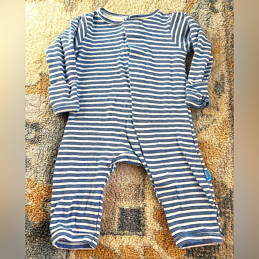 Magnetic me organic cotton onsie size 0-3 months yarn dyed navy and white stripe